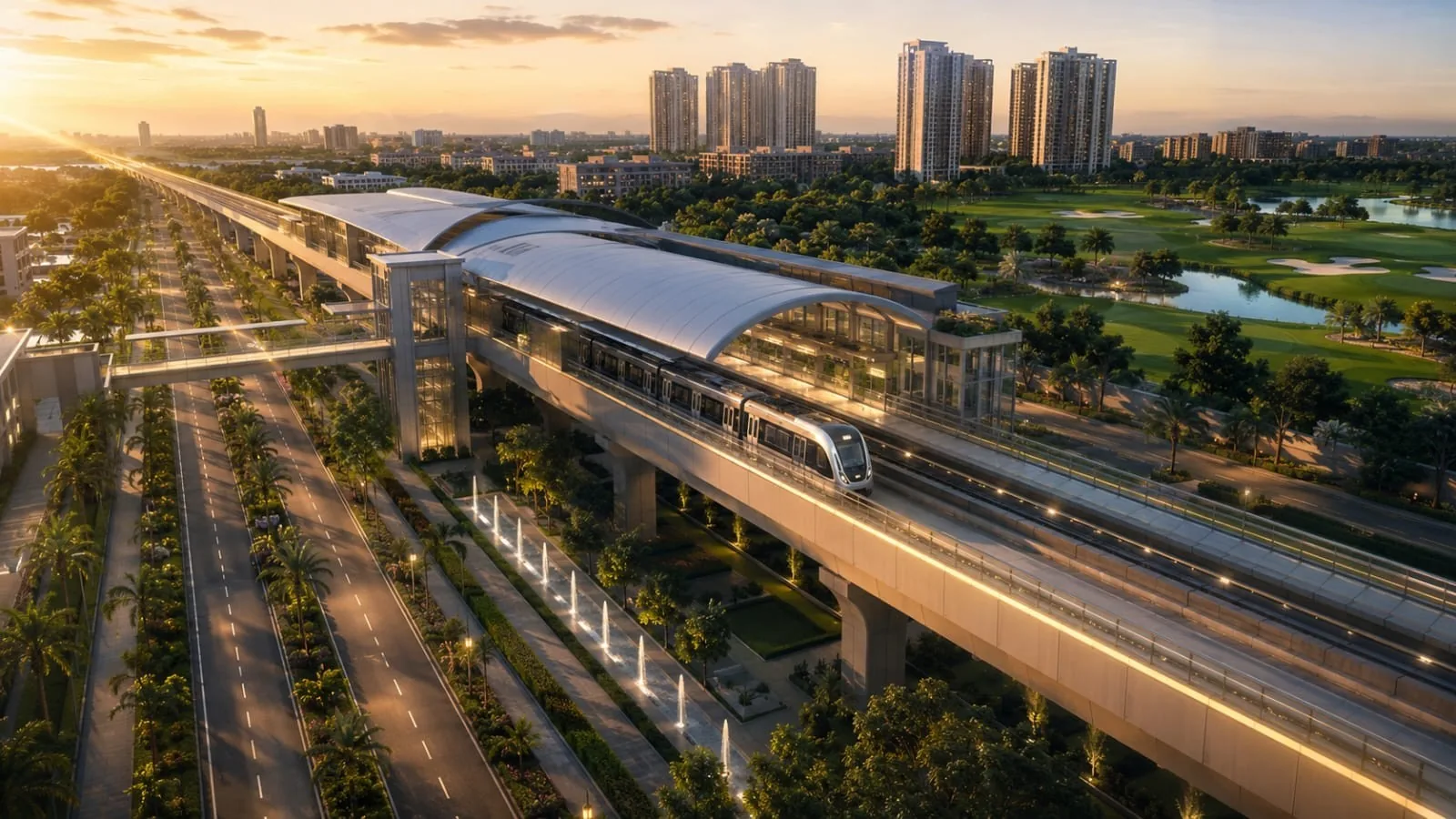 Aqua Line Metro near CRC The Peridona Greater Noida